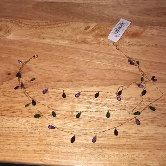 Lauren Ralph Lauren Gold Tone Triple Layer Briolette Stone Collar Necklace NWT - Picture 12 of 16